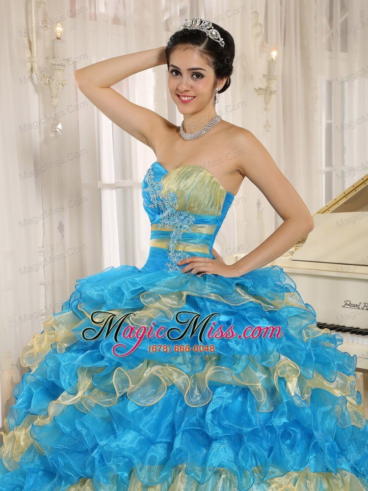 wholesale stylish multi-color 2013 quinceanera dress ruffles with appliques sweetheart in neuqu??n