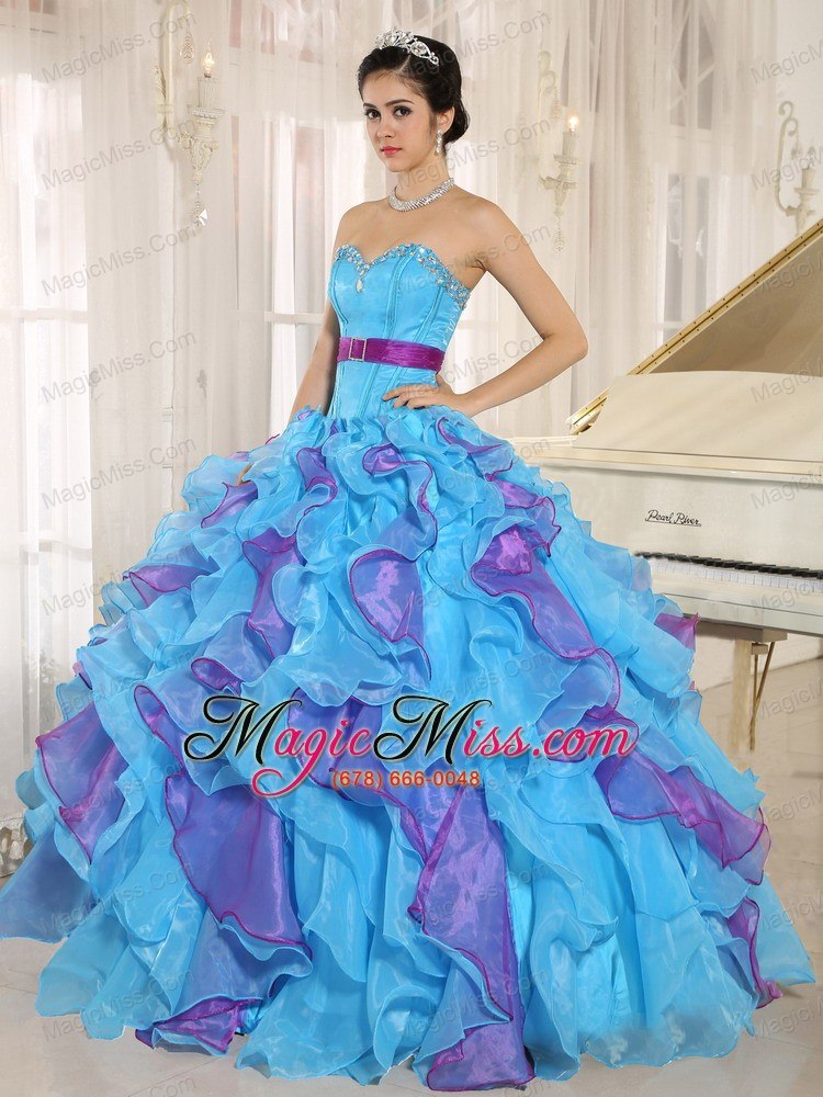 wholesale stylish multi-color sweetheart ruffles with appliques 2013 quinceanera dress in neuqu??n