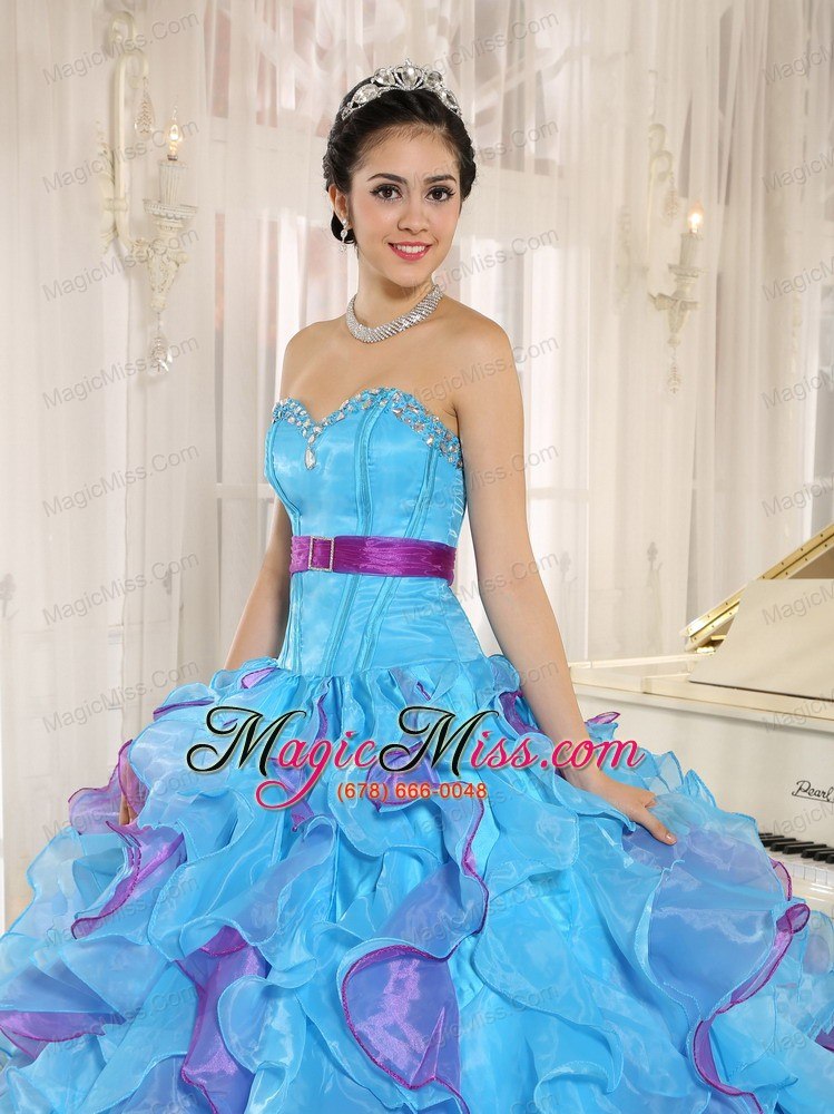 wholesale stylish multi-color sweetheart ruffles with appliques 2013 quinceanera dress in neuqu??n