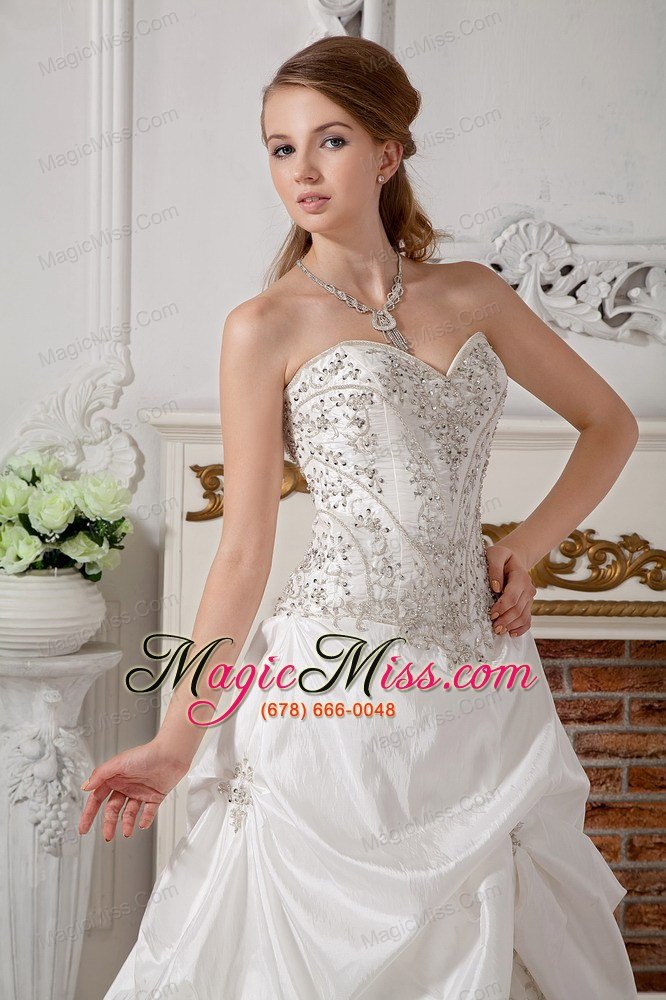 wholesale remarkable a-line sweetheart court train taffeta appliques wedding dress