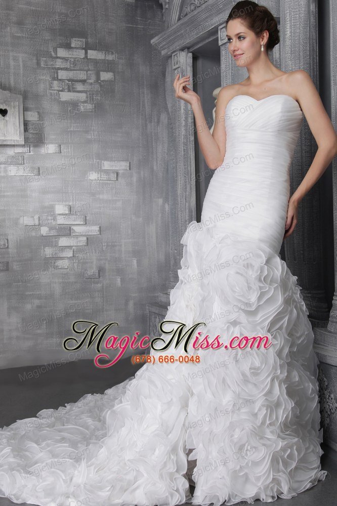 wholesale romantic a-line / princess sweetheart chapel train organza pleats wedding dress