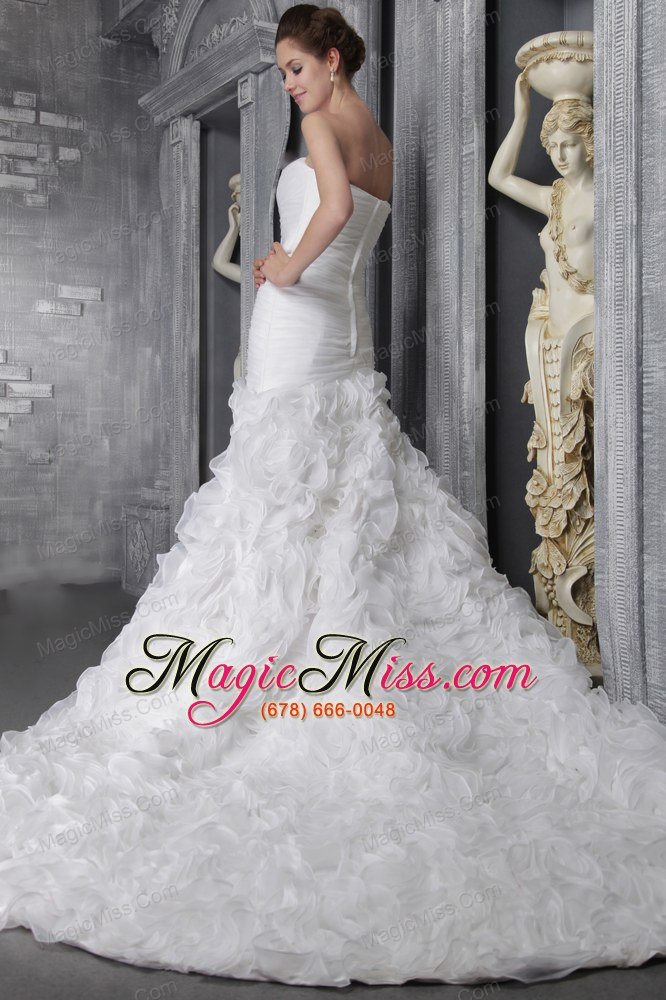 wholesale romantic a-line / princess sweetheart chapel train organza pleats wedding dress