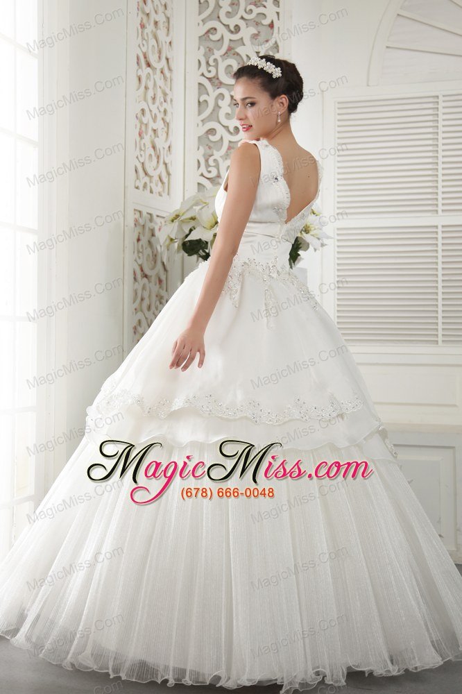 wholesale ivory a-line v-neck floor-length organza beading and ruch wedding dress