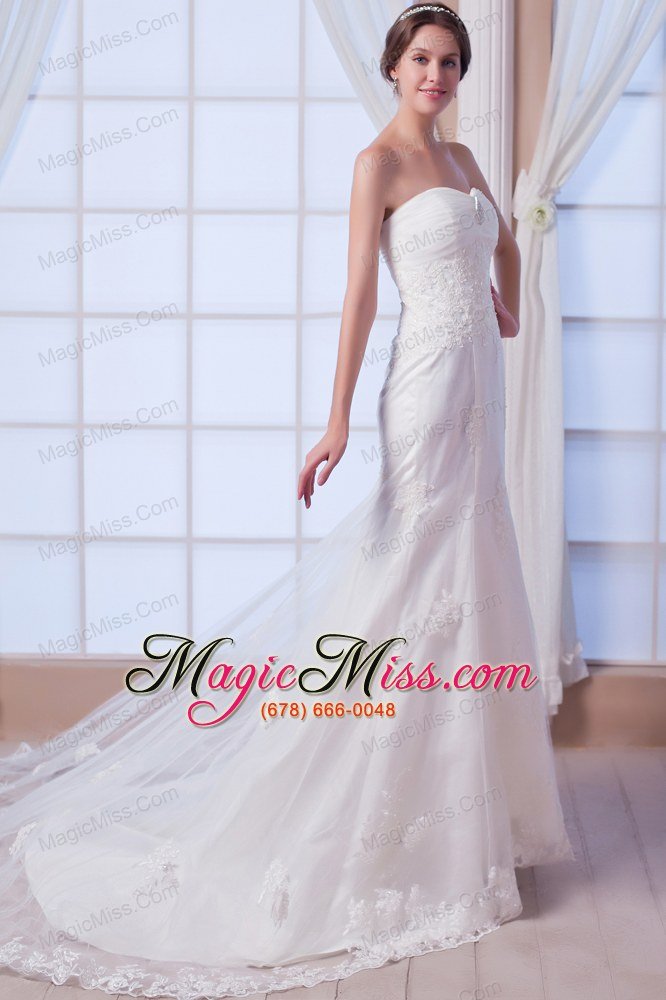 wholesale brand new mermaid strapless court train lace beading wedding dress