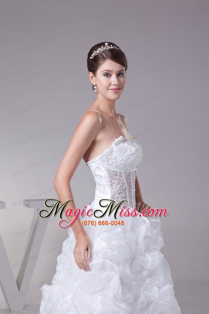 wholesale spaghetti straps white pick-ups lace long wedding dress