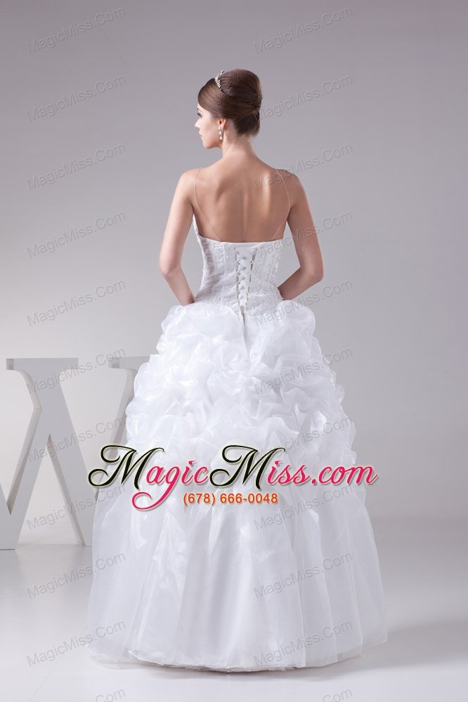 wholesale spaghetti straps white pick-ups lace long wedding dress