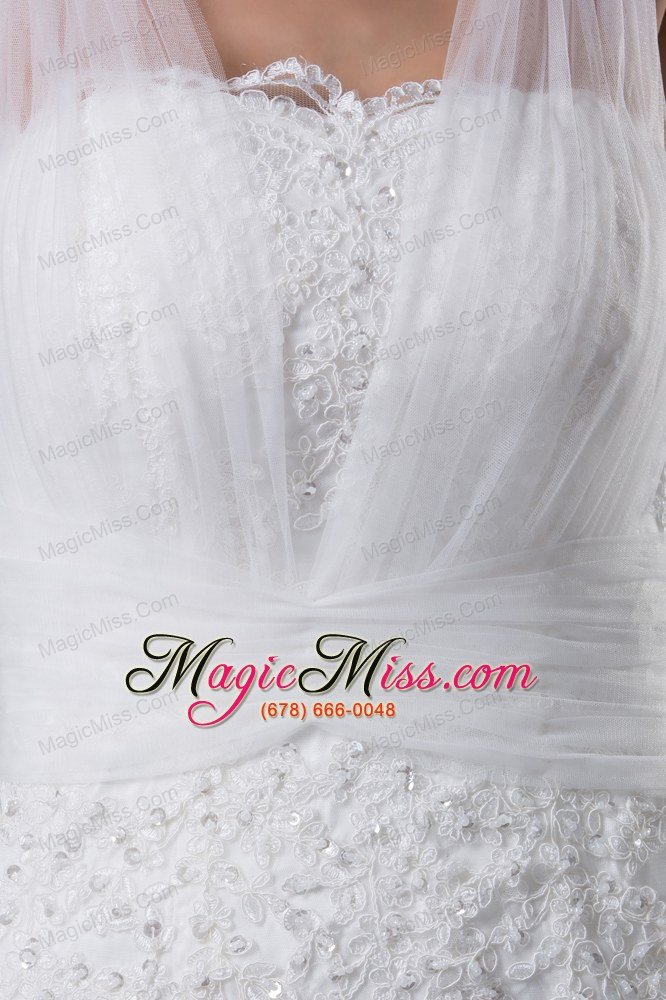 wholesale v-neck mermaid lace brush train wedding dress