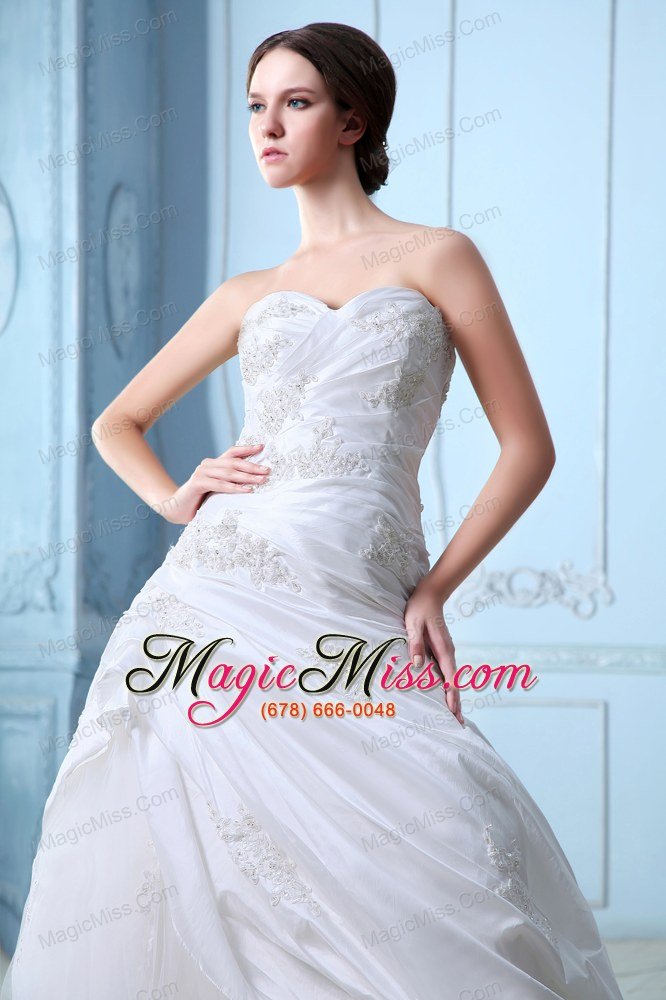 wholesale sweet a-line sweetheart court train tulleruch and appliques wedding dress