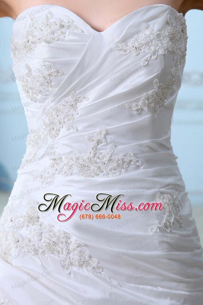 wholesale sweet a-line sweetheart court train tulleruch and appliques wedding dress