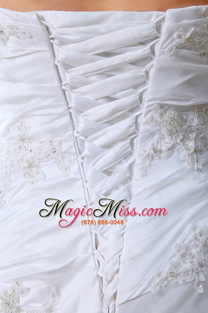 wholesale sweet a-line sweetheart court train tulleruch and appliques wedding dress