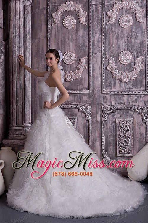 wholesale customize a-line / princess one shoulder court train tulle beading wedding dress