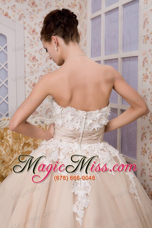 wholesale beautiful a-line strapless ankle-length tulle appliques wedding dress