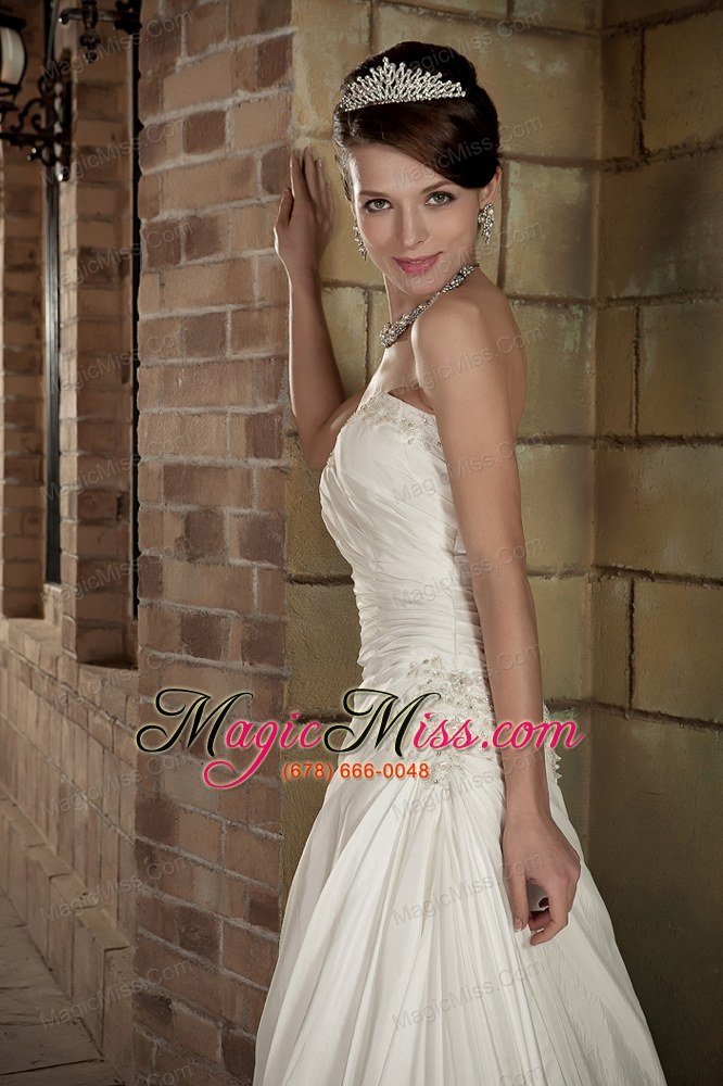 wholesale pretty a-line strapless court train organza appliques wedding dress