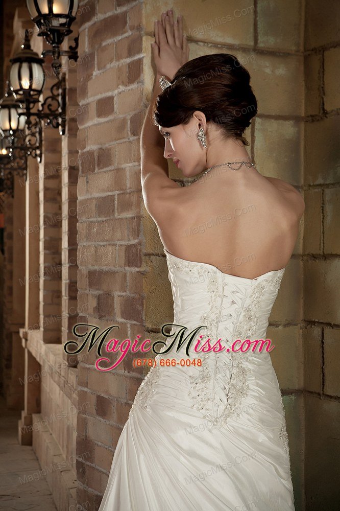 wholesale pretty a-line strapless court train organza appliques wedding dress