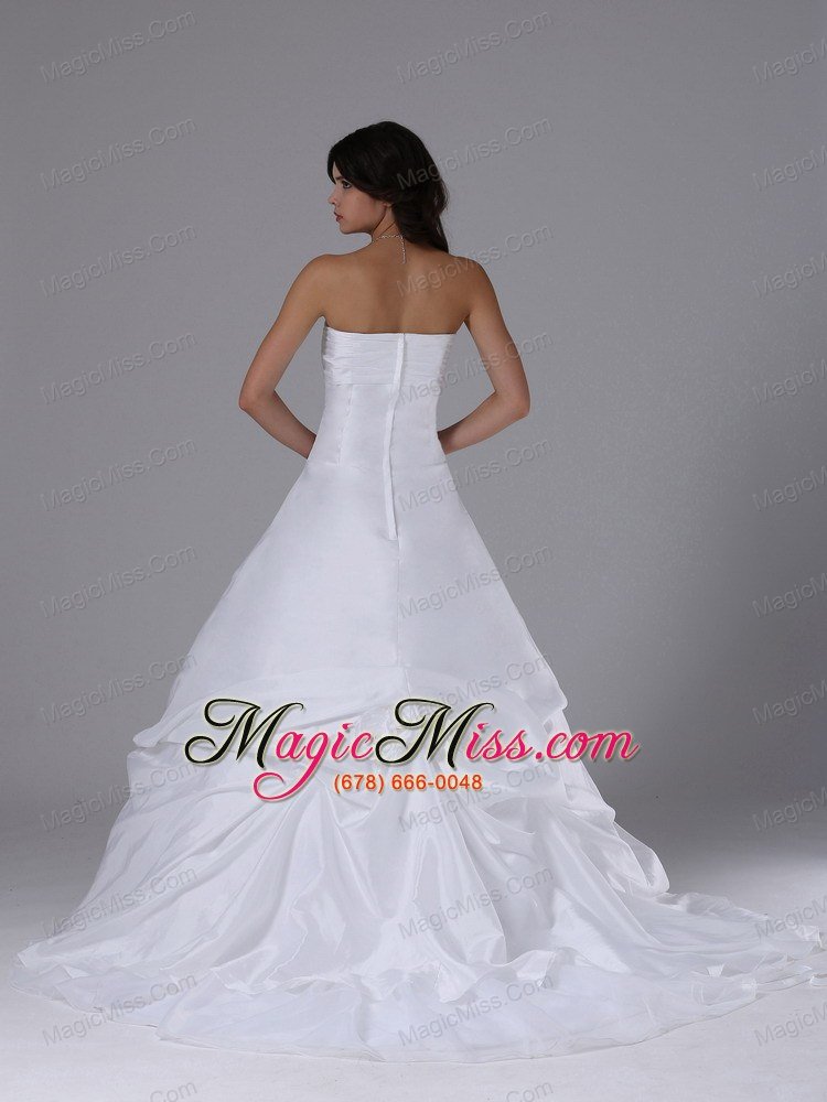 wholesale fashionable wedding dress with strapless hand made flowers and taffeta