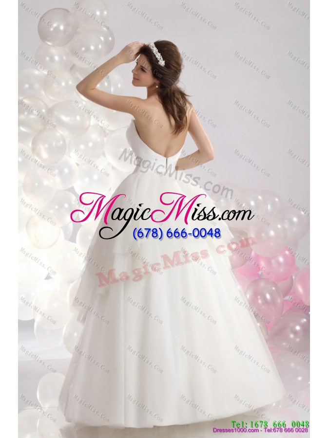 wholesale 2015 popular sweetheart beaded ruffled wedding dresses in white