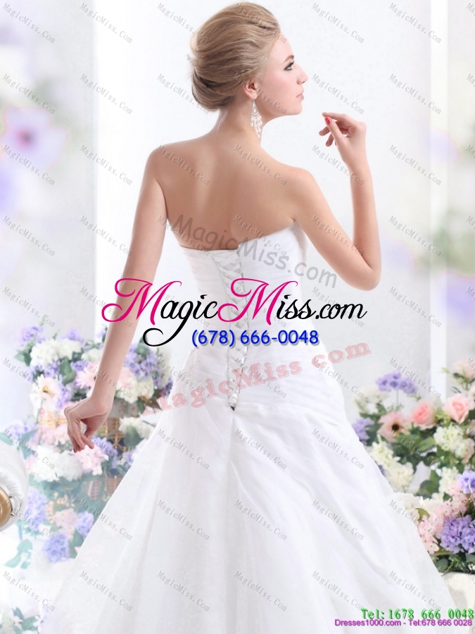 wholesale sophisticated 2015 sweetheart wedding dress with ruching and beading