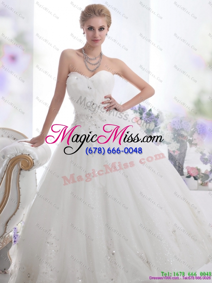 wholesale perfect beading sweetheart white wedding dresses for 2015