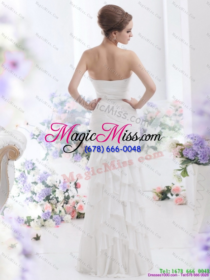 wholesale 2015 elegant sweetheart wedding dress with ruching and ruffled