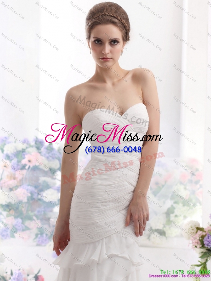 wholesale 2015 elegant sweetheart wedding dress with ruching and ruffled