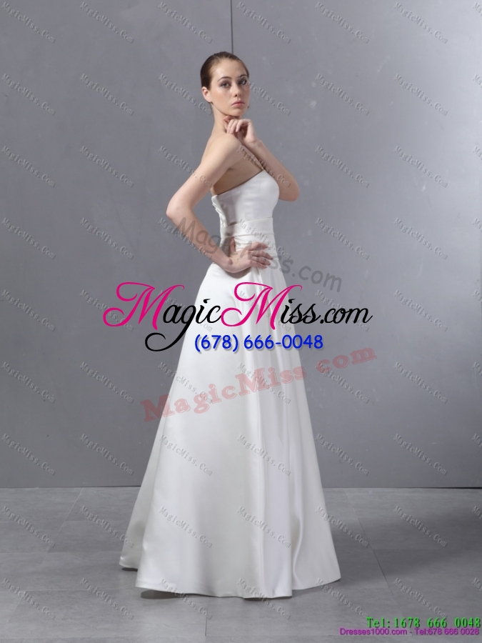 wholesale ruched strapless white wedding dresses with brush train