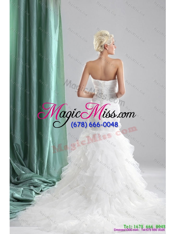 wholesale 2015 popular ruffles white sweetheart wedding dresses with sequins