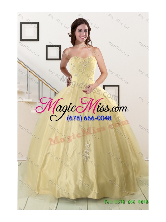 wholesale champagne ball gown quinceanera dress and ruching baby pink dama dresses and floor length 2015 little girl dress
