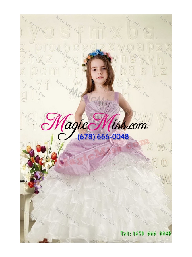 wholesale elegant multi color strapless hand made flower quinceanera dress and ruching pretty prom dresses and ruffles straps little girl dress