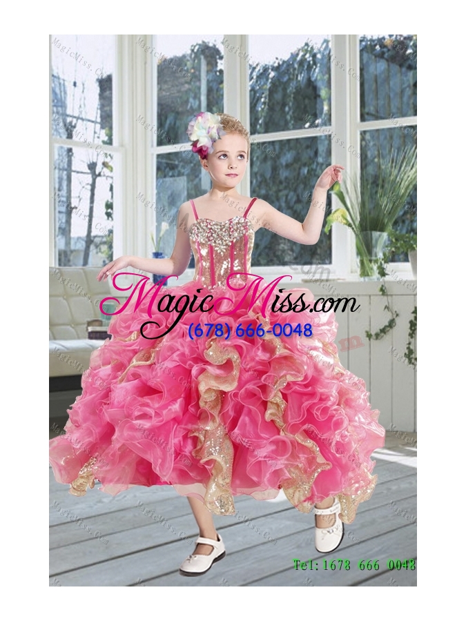 wholesale multi color floor length ruffles quinceanera dress and baby pink short beading dama dresses and floor length multi color little girl dress