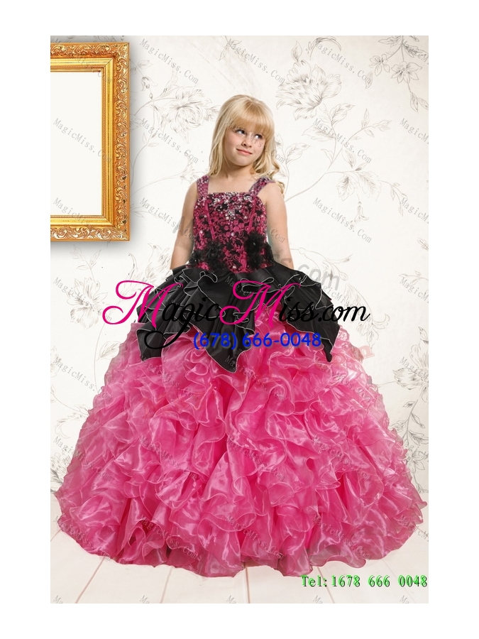 wholesale multi color sweetheart quinceanera gown and strapless hand made flower prom dresses and ruffles and beading little girl dress