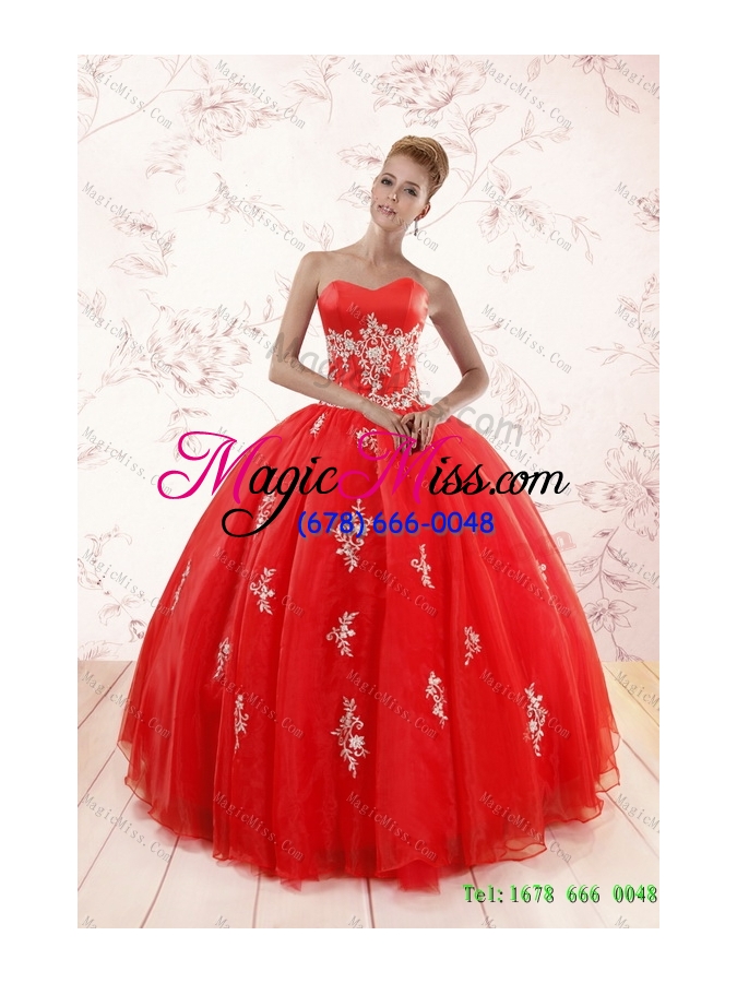 wholesale red ball gown appliques quinceanera dress and short beading white dresses and red halter top little girl dress