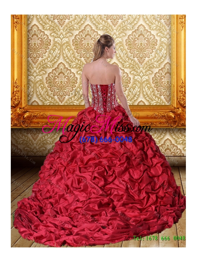wholesale in stock beading and pick ups sweetheart quinceanera gown for 2015