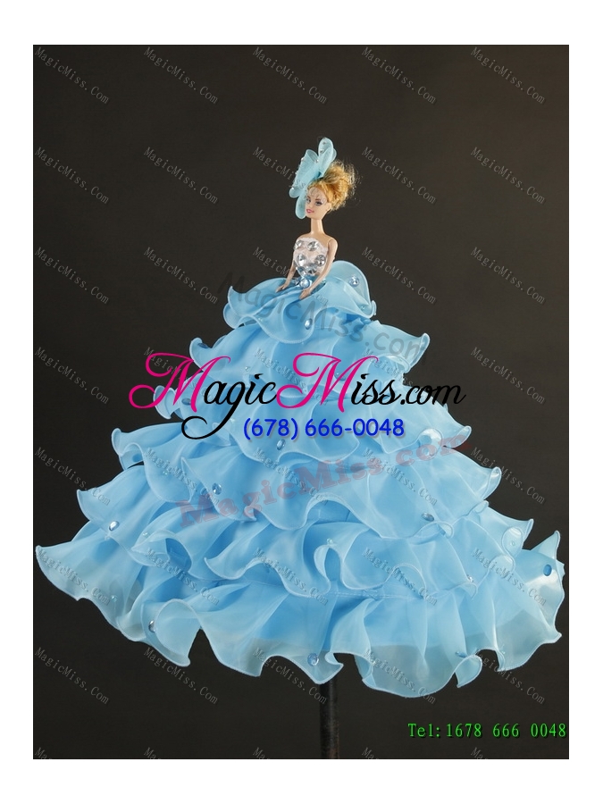 wholesale in stock beading and ruffled layers quinceanera gowns in multi color for 2015