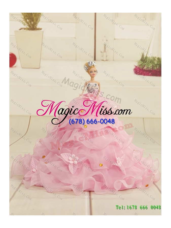 wholesale 2015 in stock sweetheart ball gown sweet 16 dresses with beading and ruffles