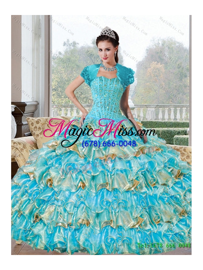 wholesale in stock beading and ruffled layers sweetheart quinceanera dresses for 2015