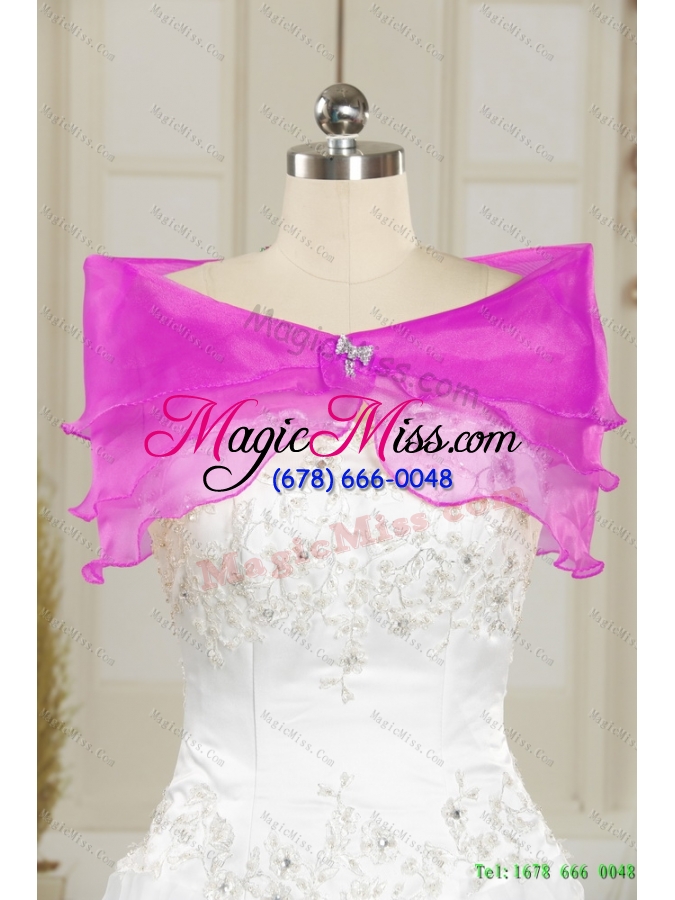 wholesale new style sweetheart 2015 hot pink quinceanera gown with appliques and pick ups