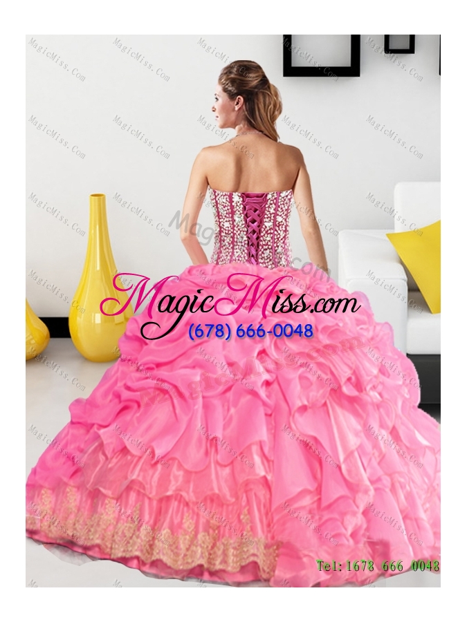 wholesale vestidos de sweetheart 2015 quinceanera gown with pick ups and beading