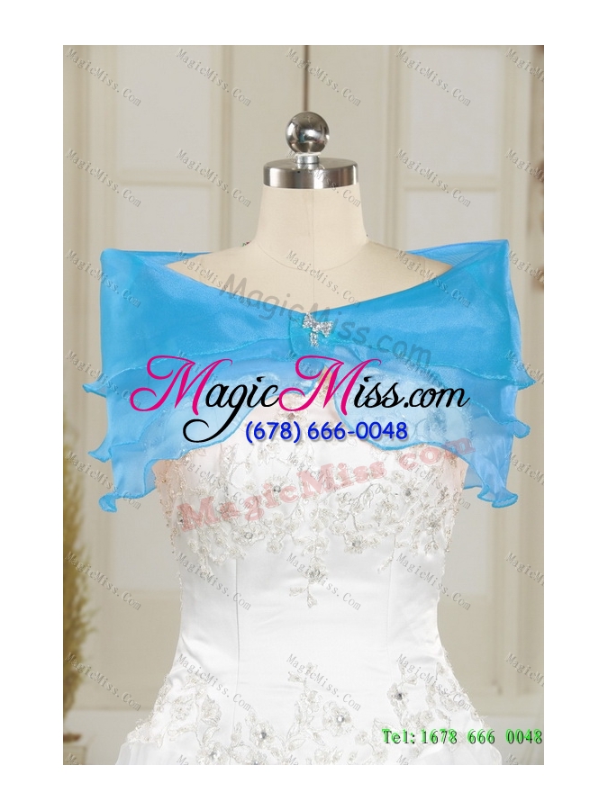 wholesale 2015 unique sweetheart baby blue sweet 15 dresses with beading and ruffles