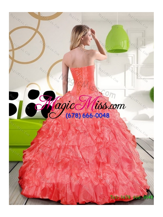 wholesale inexpensive beading and ruffles sweetheart 2015 champagne quinceanera gown