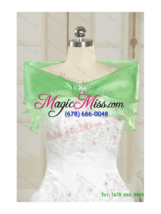 wholesale beautiful sweetheart spring green 2015 quinceanera dresses with beading and ruffles