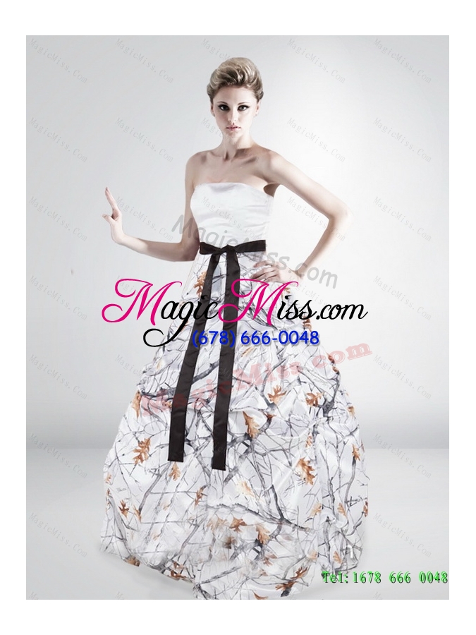 wholesale new style princess strapless camo wedding dresses with sashes