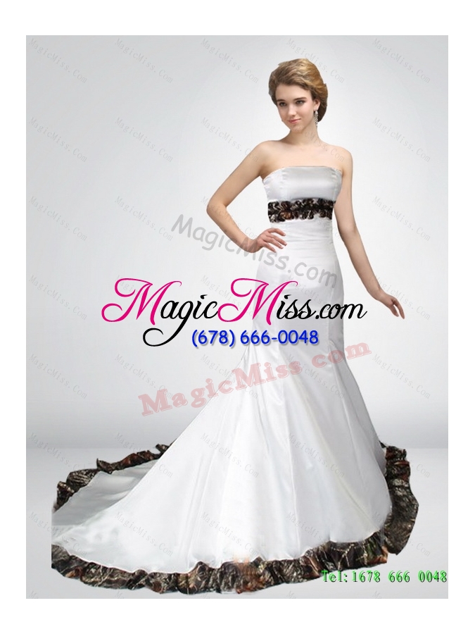 wholesale new style mermaid strapless camo wedding dresses in court train