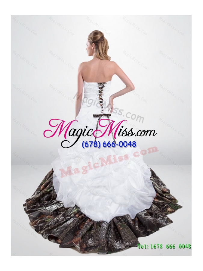 wholesale new style lace up beaded camo wedding dresses with chapel train