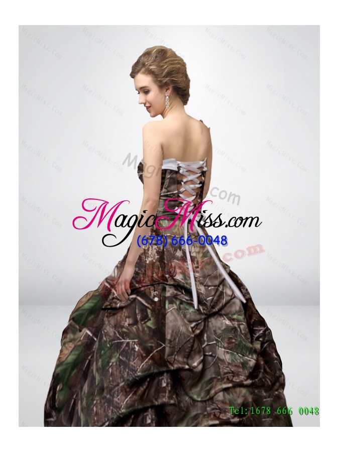 wholesale new style a line strapless camo wedding dresses with court train