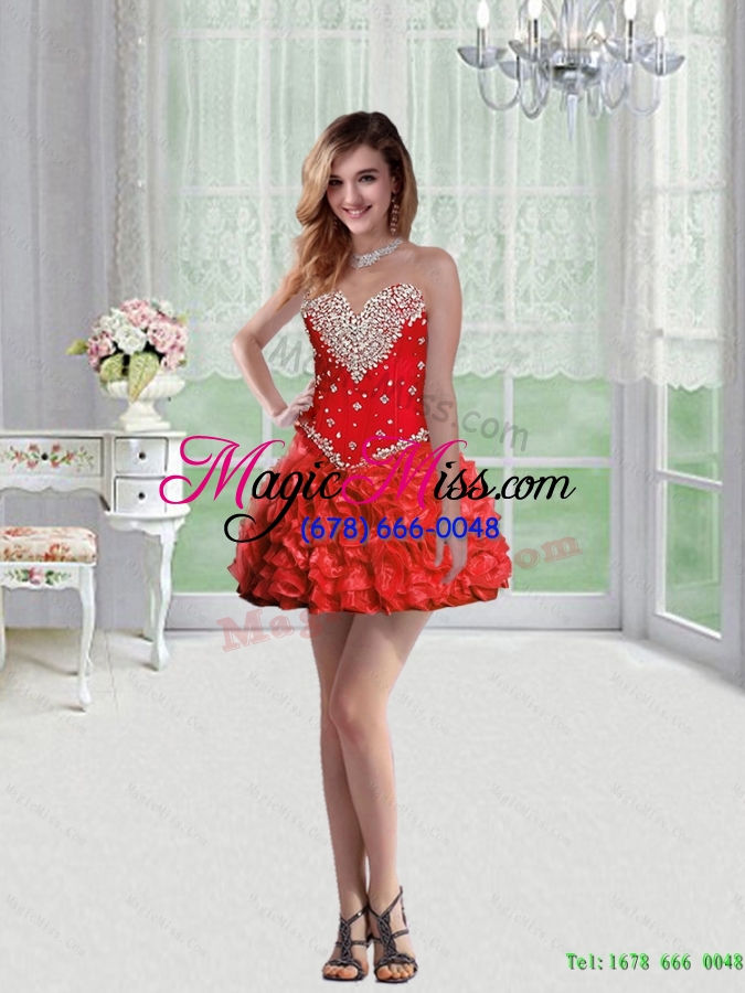 wholesale pretty sweetheart red unique quinceanera dresses with beading and ruffles
