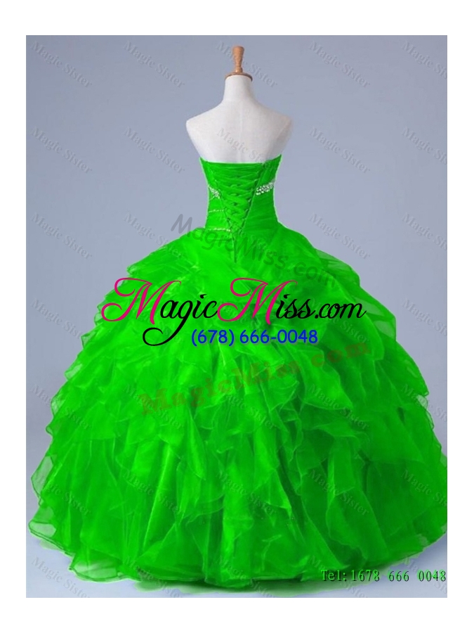 wholesale 2015 in stock strapless quinceanera dresses with beading and ruffles