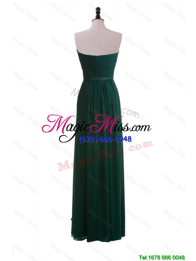 wholesale 2016 custom made empire strapless ruching prom dresses in dark green