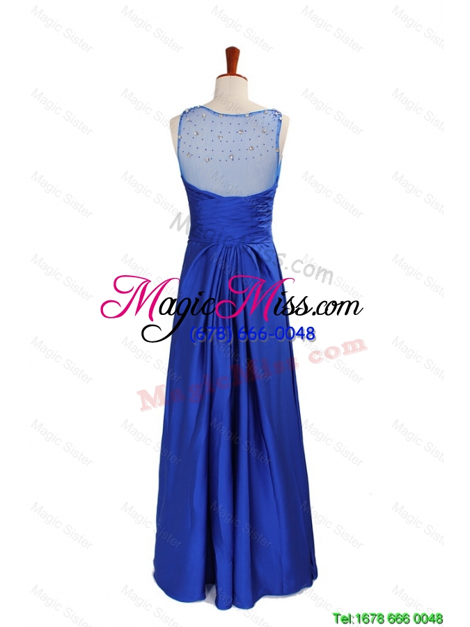 wholesale unique winter new empire v neck blue prom dresses with beading