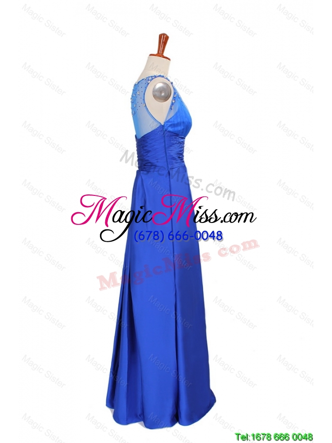 wholesale unique winter new empire v neck blue prom dresses with beading