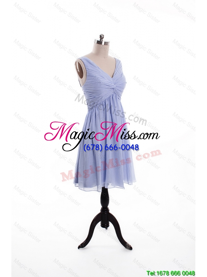 wholesale beautiful ruching and beading lavender short prom dresses